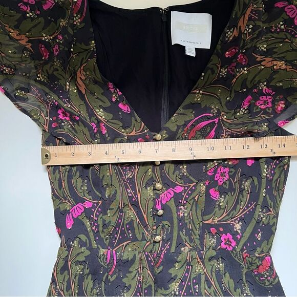 Anthropologie Ett Twa Brenda Jumpsuit Dark Floral Metallic Size 0 Party - Picture 11 of 15